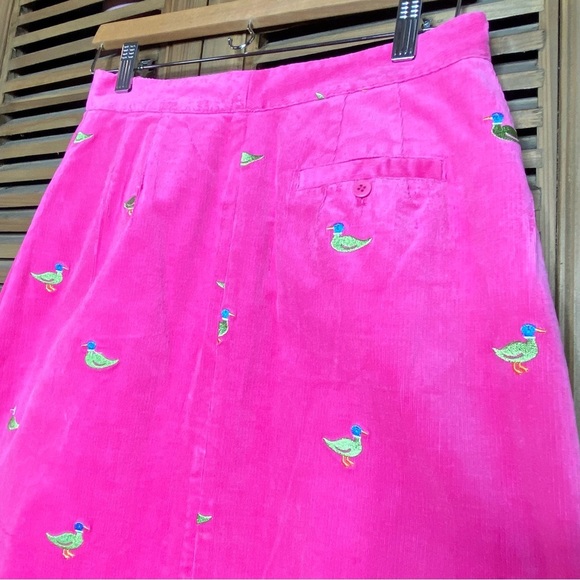 Lilly Pulitzer 90’s white label ducks on pink corduroy A-line skirt size-4 - Picture 10 of 10